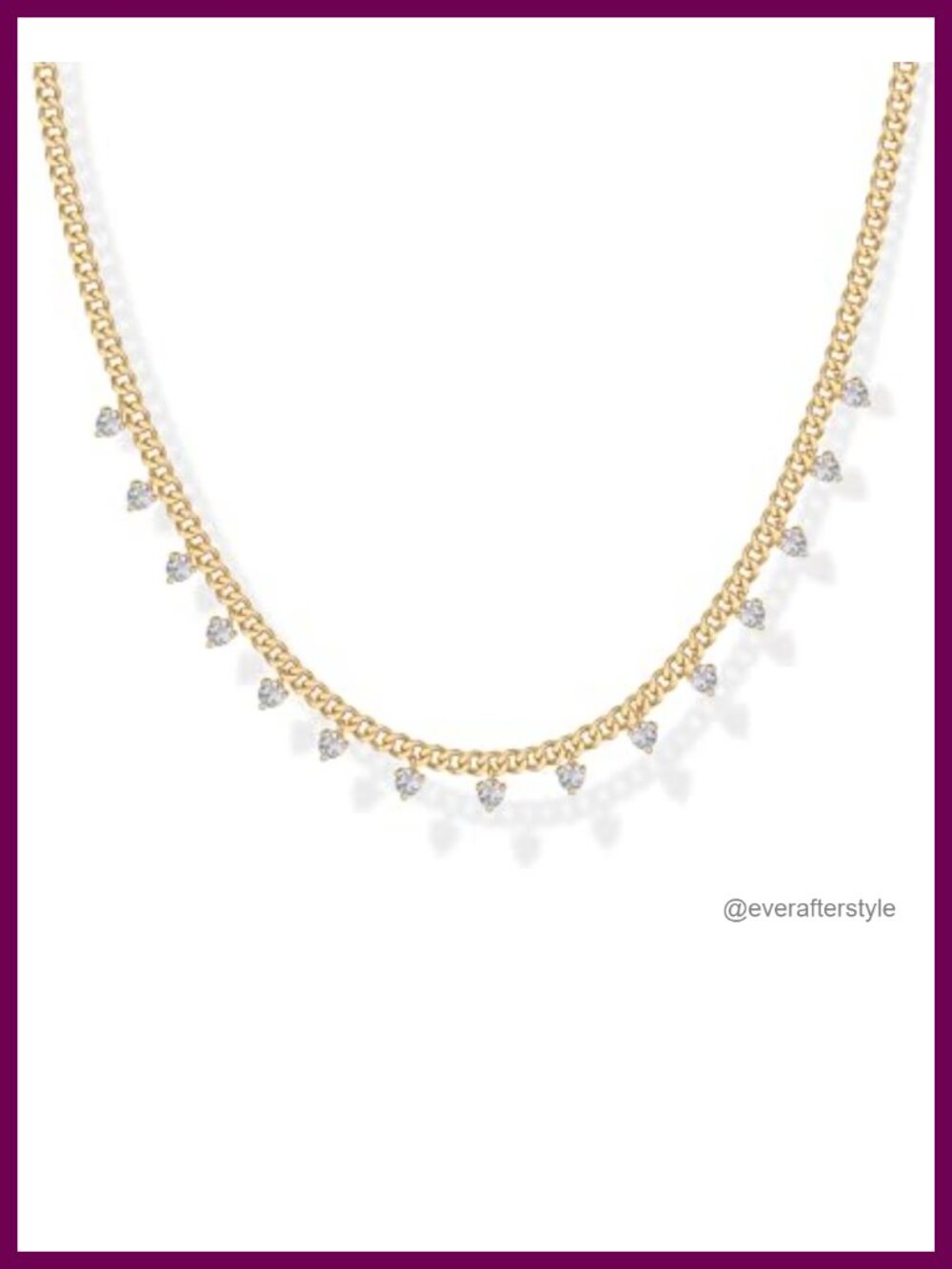 14K Gold Plated Layering Choker Necklace CZ Station Chain
